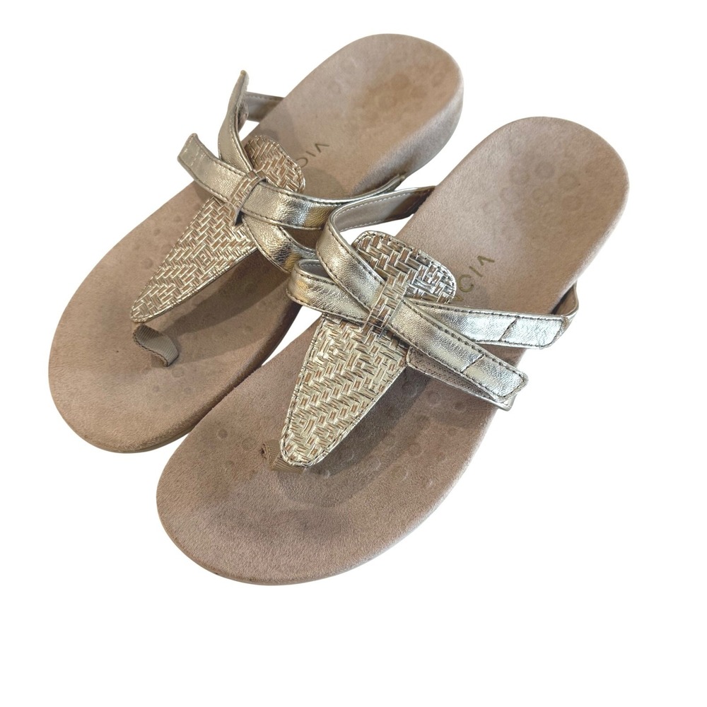 Vionic Karley Gold Metallic Orthopedic Comfort Thong Sandals Women's Size 9‎